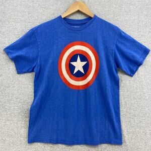 Marvel Tshirt Boys Extra Large Blue Captain America Star Tee Short Sleeve